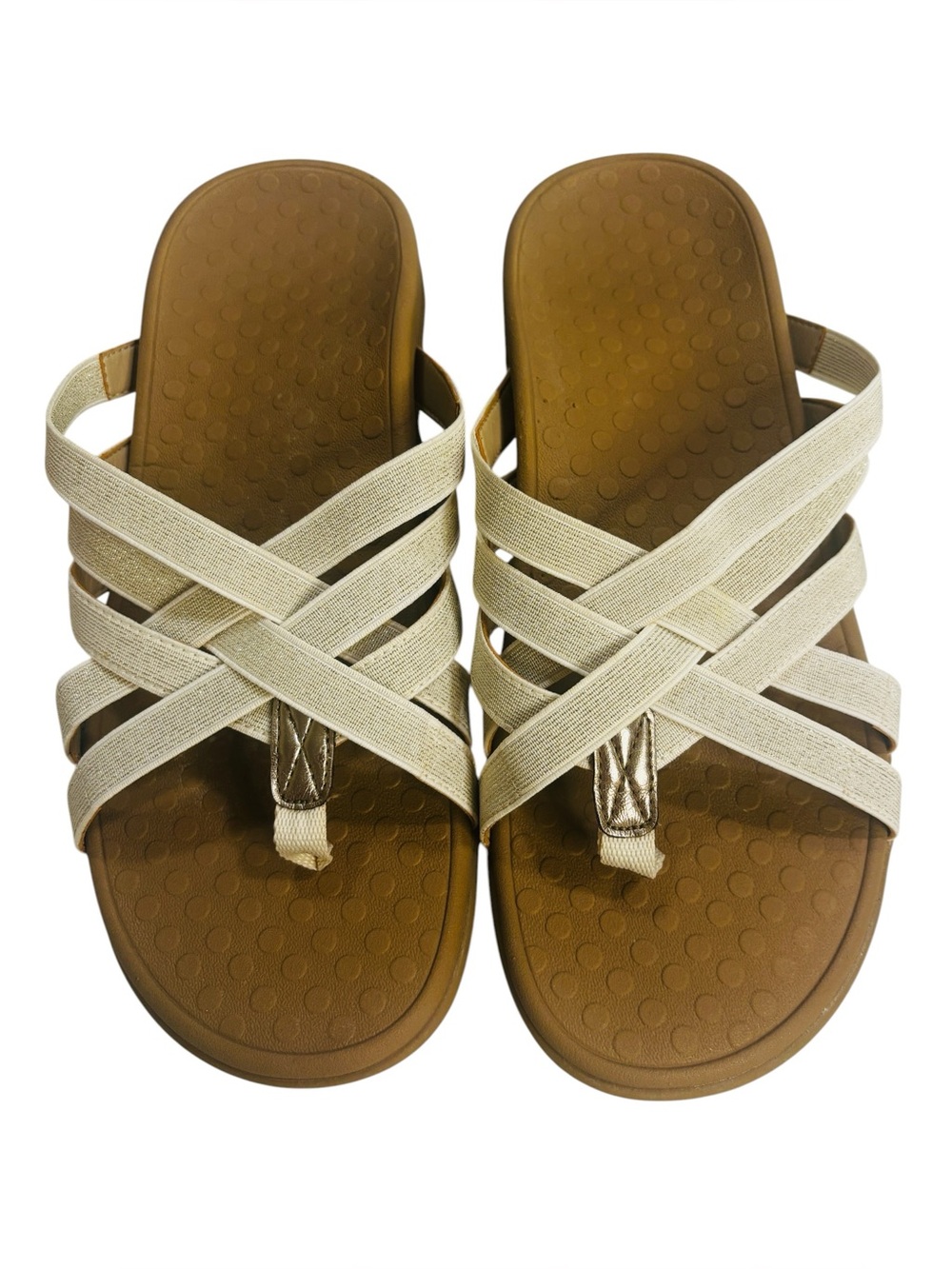 Vionic Tia Thong Sandals Champagne Comfort Arch Support Orthotic Neutral Size 9